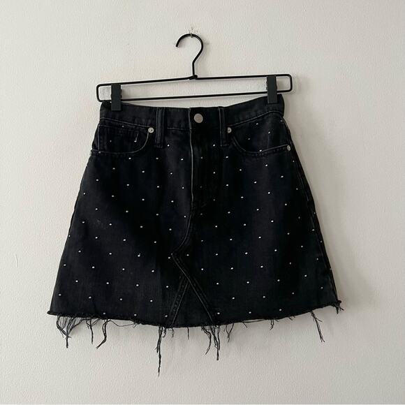 Madewell Rigid Denim A-Line Mini Skirt: Metallic Dots Edition - Picture 2 of 6